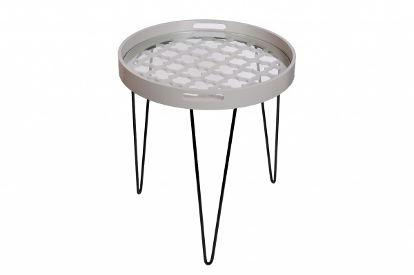 Masuta de cafea rotunda din MDF si sticla River 50x50x55 cm gri