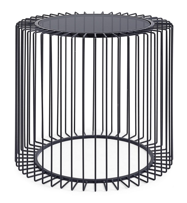 Măsuță de cafea rotundă Kieran, din metal și sticlă securizată, diametru 50 cm