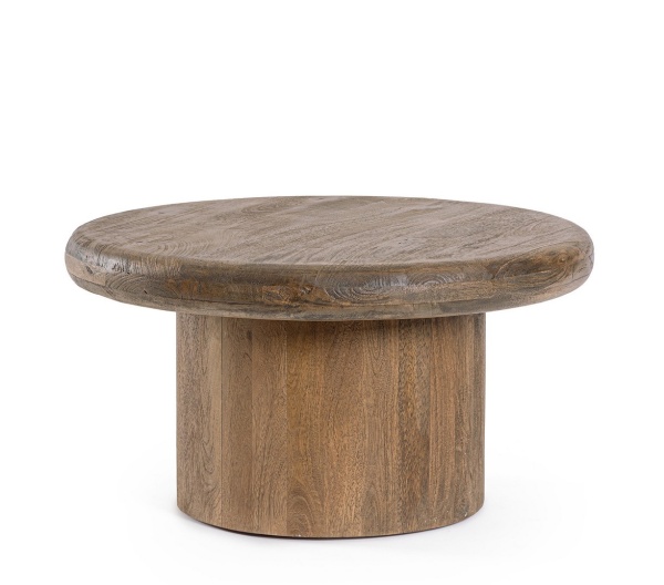Măsuță de cafea rotundă Lopez, din lemn de mango, cu finisaj nitrocelulozic, maro, diametru 75 cm, înălțime 40 cm