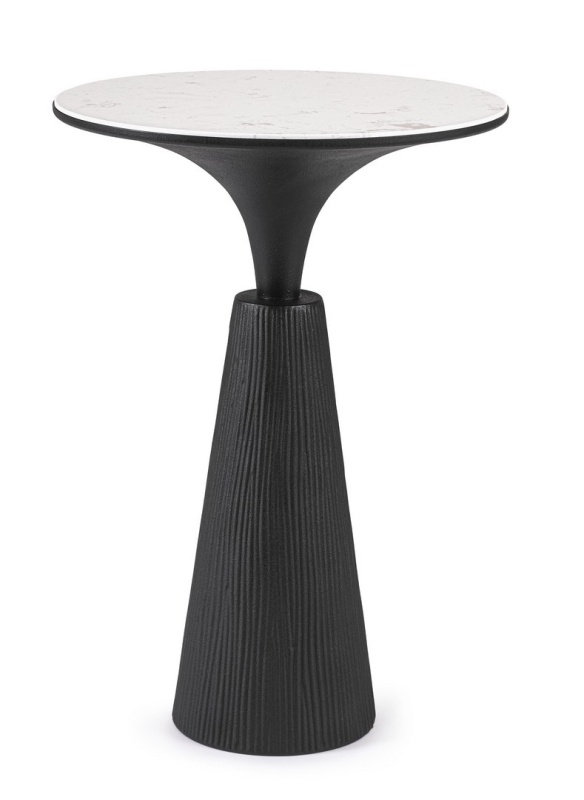 Măsuță de cafea rotundă Rondel, cu blat din marmură și structură metalică, diametru 51 cm, înălțime 72.5 cm