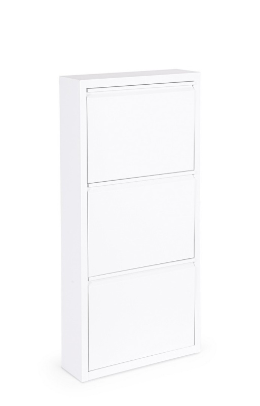 Pantofar metalic Eyvin, 3 uși rabatabile, alb, 50x15x106 cm