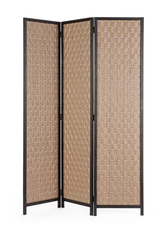 Paravan decorativ 3D, din bambus și hârtie, finisaj natural, 135x180 cm