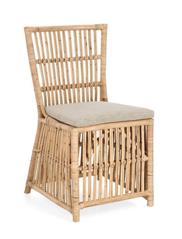 Scaun Elvas din ratan, cu pernă detașabilă, finisaj natural, 58 x 59 x 92 cm