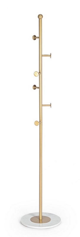 Set de 2 Cuiere din oțel cu bază de marmură, finisaj auriu, diametru 35 cm, înălțime 175 cm