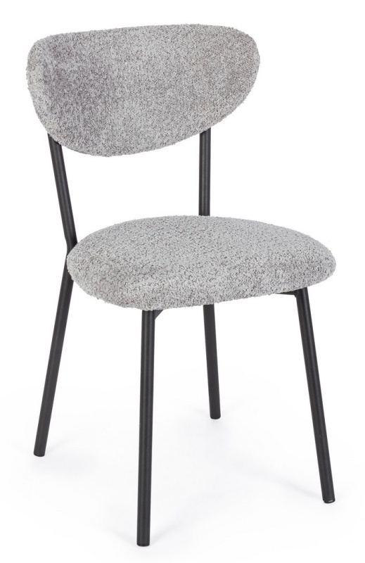 Set de 2 scaune Ludmilla, tapițerie bouclé, gri deschis, 47x50x77.5 cm