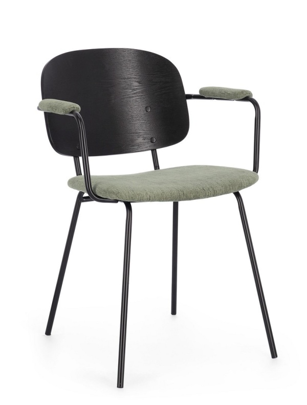 Set de 2 scaune vintage Sienna cu brațe, din țesătură, verde, 57x60x80 cm