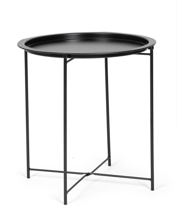 Set de 6 Măsuțe de cafea Hilmar, rotundă, din oțel vopsit electrostatic, neagră, 47 x 51 cm