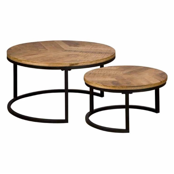 Set masute de cafea Viola din lemn de mango maro 55 si 70 cm