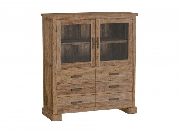 Vitrina din lemn de drift, 2 usi 6 sertare