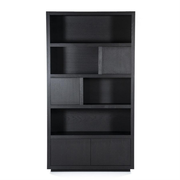Bibliotecă din lemn de stejar Helsinki 120x220cm neagra