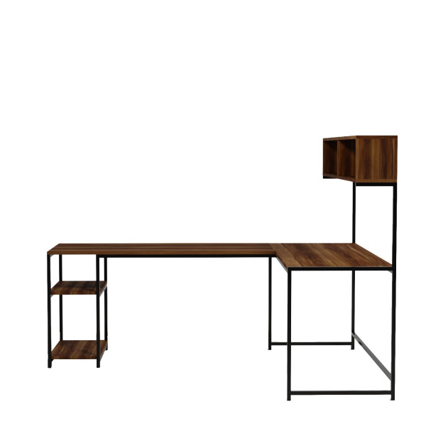Birou pe colt din pal melaminat Cansin nuc 200 cm
