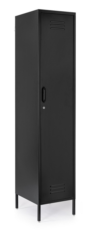 Dulap Cambridge, cu 1 ușă, din oțel, vopsit electrostatic, negru, 46x38x185 cm