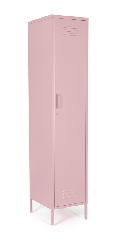 Dulap Cambridge, cu 1 ușă, din oțel, vopsit electrostatic, roz pastel, 46x38x185 cm