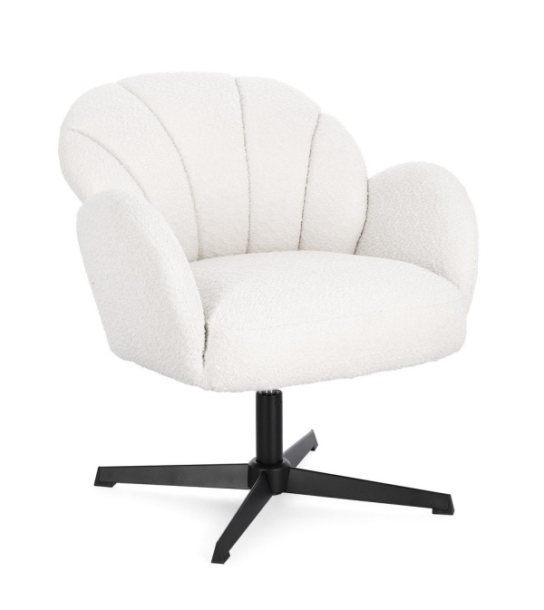 Fotoliu Chloe, rotativ, textil, alb, 70 x 71.5 cm
