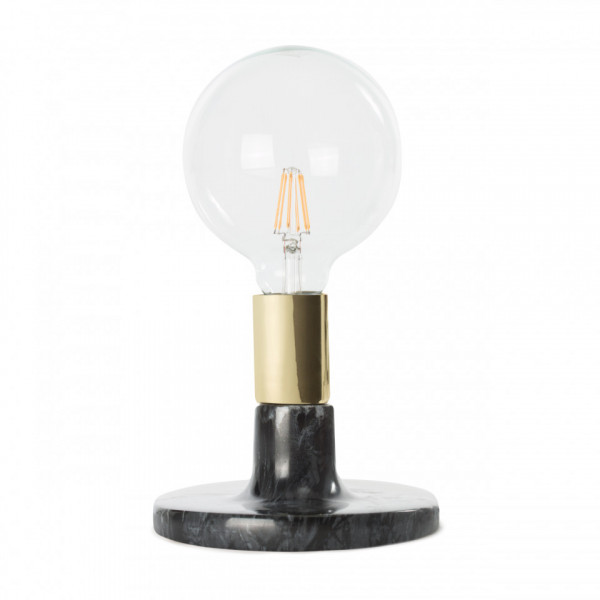 Lampa decorativa din marmura/fier Mrs. Glow neagra, un bec