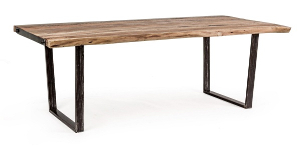 Masă dining Elmer, 8 persoane, din lemn de Acacia și oțel, 220 x 100 cm
