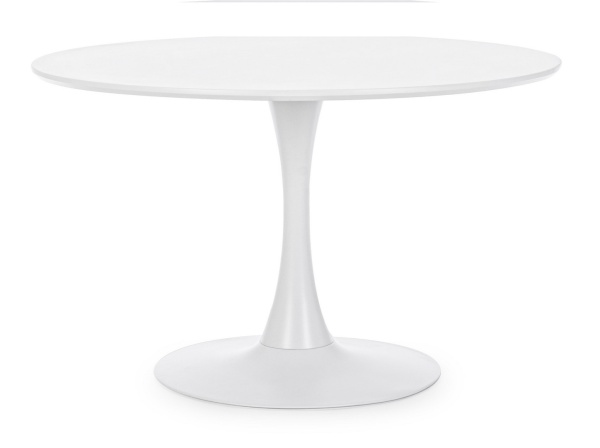 Masă dining rotundă Bloom, pentru 6 persoane, albă, diametru 120 cm