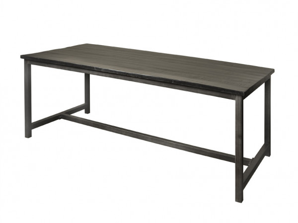 Masa dreptunghiulara cu blat din lemn de mango 220x100x78 cm neagra