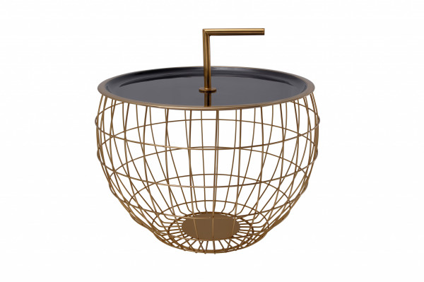 Masuta de cafea rotunda din fier 49,5x49,5x37 cm negru / auriu