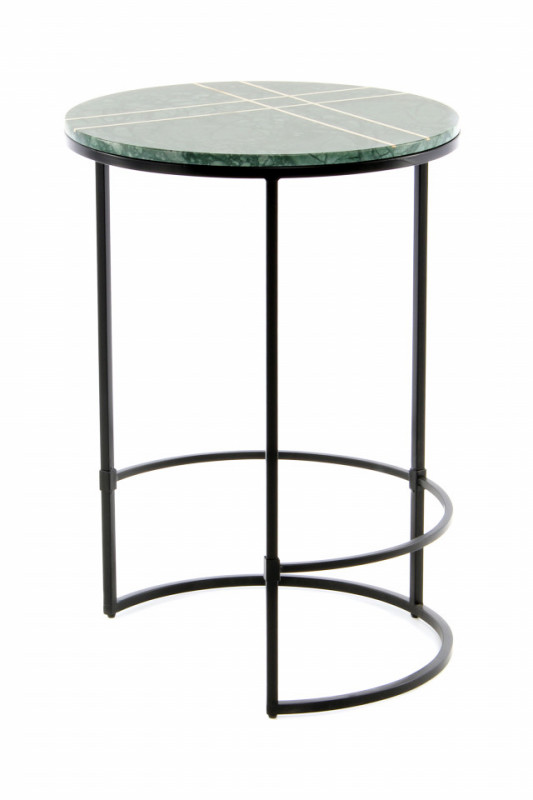 Masuta de cafea rotunda din marmura Louis 44.5x44.5x64 cm verde