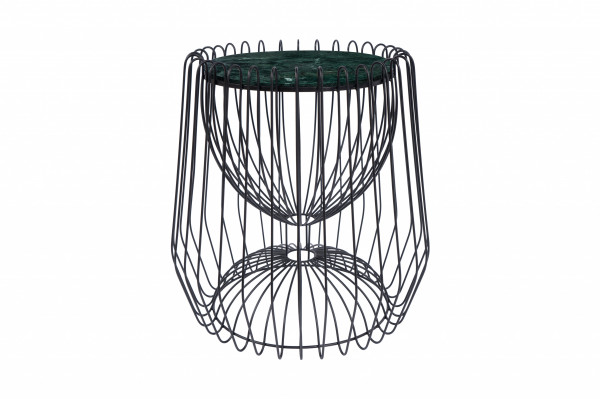 Masuta de cafea rotunda din marmura si fier 50x50x51 cm verde/negru