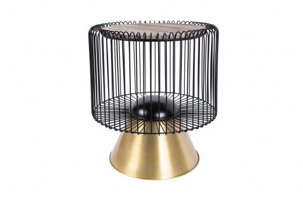 Masuta de cafea rotunda din marmura si fier Malibu 51x51x56,5 cm