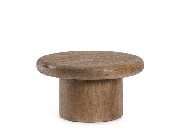 Măsuță de cafea rotundă Lopez, din lemn de mango, cu finisaj nitrocelulozic, maro, diametru 60 cm, înălțime 33 cm