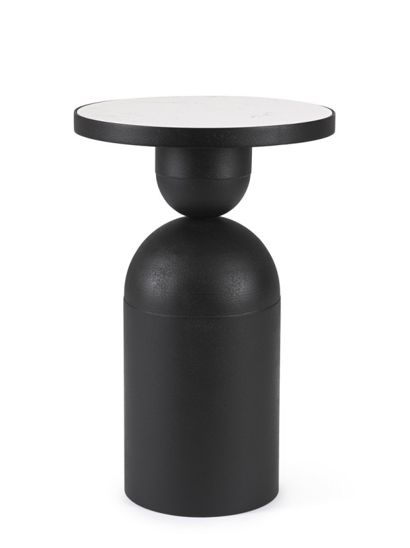 Măsuță de cafea rotundă Rondel, cu blat din marmură și structură metalică, diametru 41 cm, înălțime 62.5 cm