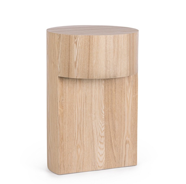Măsuță de cafea Stanwood, diametru 38 cm, din MDF cu furnir de frasin, natur, 38x58 cm