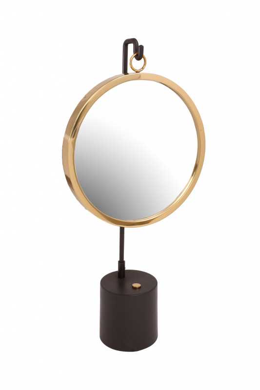 Oglinda rotunda auriu/negru Elegance 13x30x65 cm