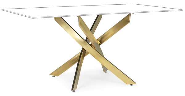 Picioare aurii din oțel masă dining Glamour, 160x90 cm