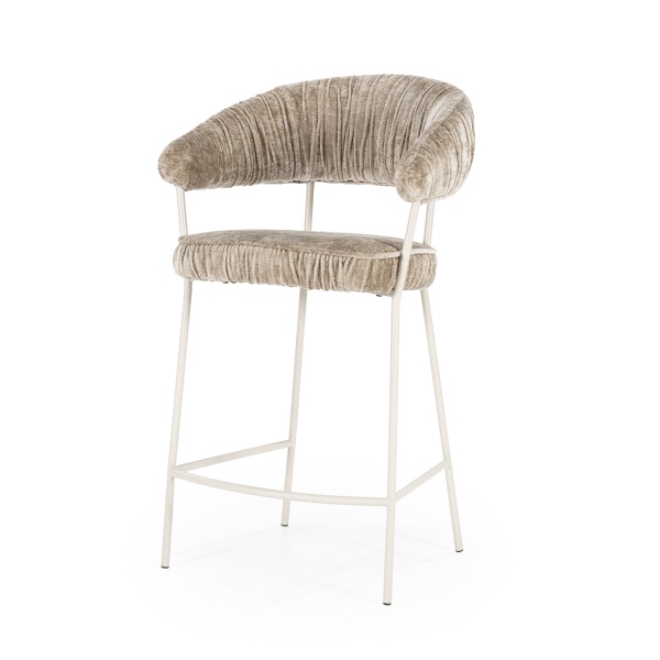 Scaun de bar Lizzy din Țesătură și metal taupe