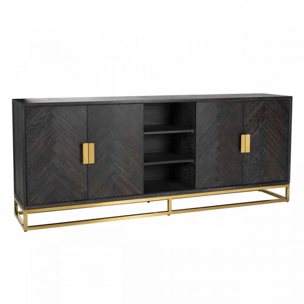 Servanta din lemn de stejar Blackbone 225 cm, 4 usi