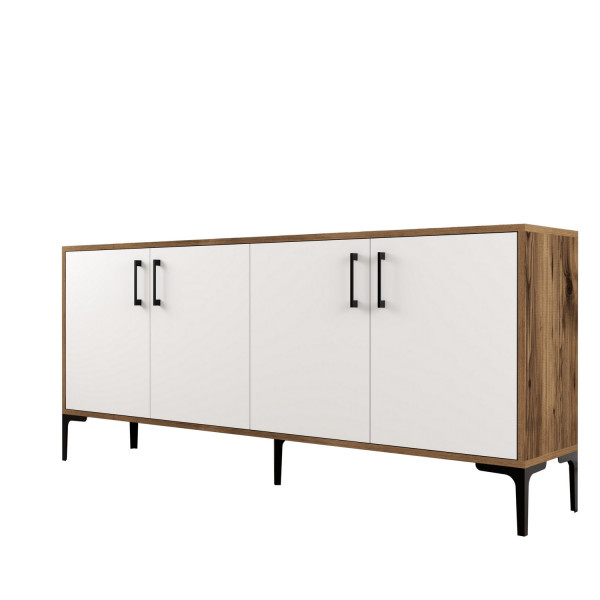 Servanta din pal melaminat Kiev nuc si alb 180x78x35 cm