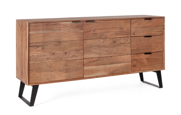 Servanta Isar cu 2 uși și 3 sertare, din lemn de acacia, 160x40x80 cm