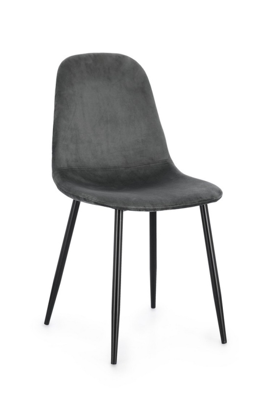 Set 4 scaune Irelia, din catifea, Gri închis, 52,5x42,5x90 cm