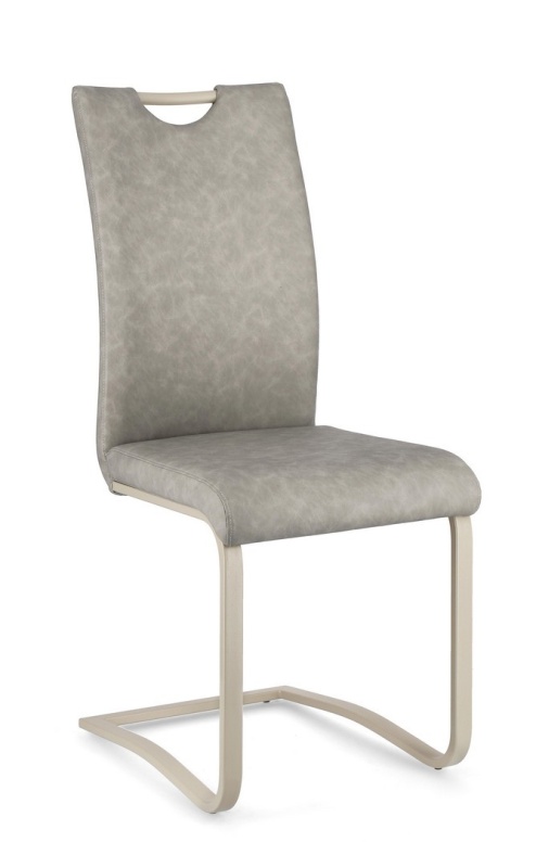 Set 4 scaune Kenneth, din piele ecologică și oțel vopsit electrostatic, Taupe, 42x56x102 cm