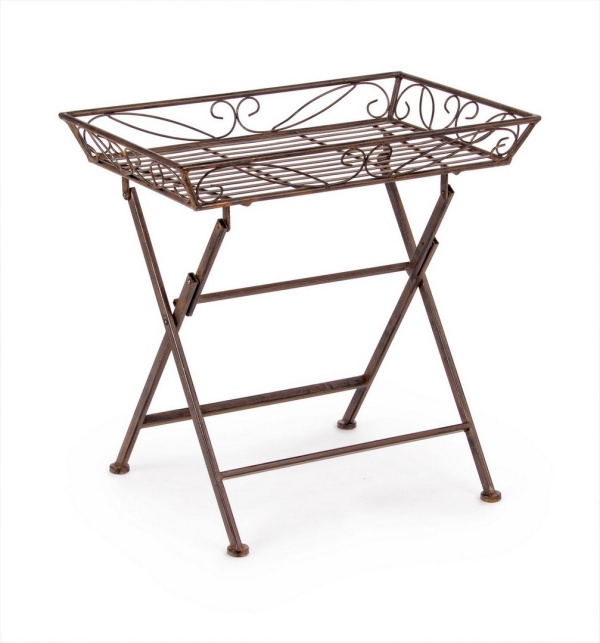 Set de 2 Măsuțe de cafea pliabile Melanie, metal, maro, 63 x 40 x 60 cm