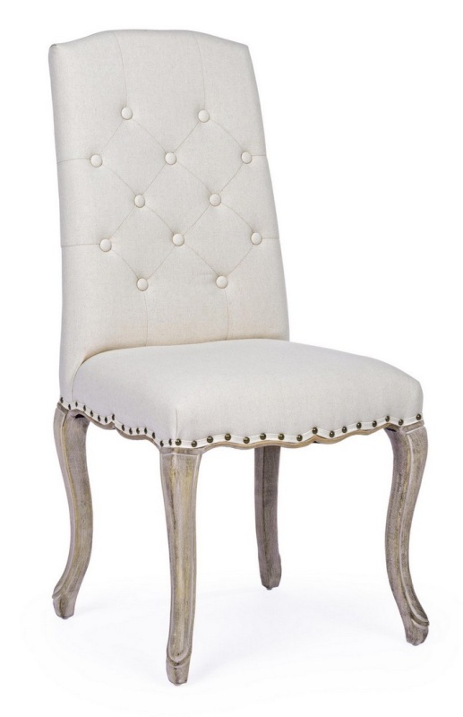 Set de 2 scaune Diva, căptușite, cadru din lemn și tapițerie din textil, albe, 51x53x99 cm