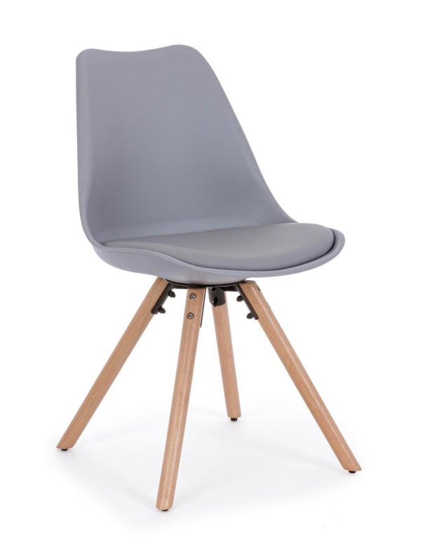 Set de 2 scaune New Trend, din plastic și lemn de fag, gri, 54x49x83.5 cm