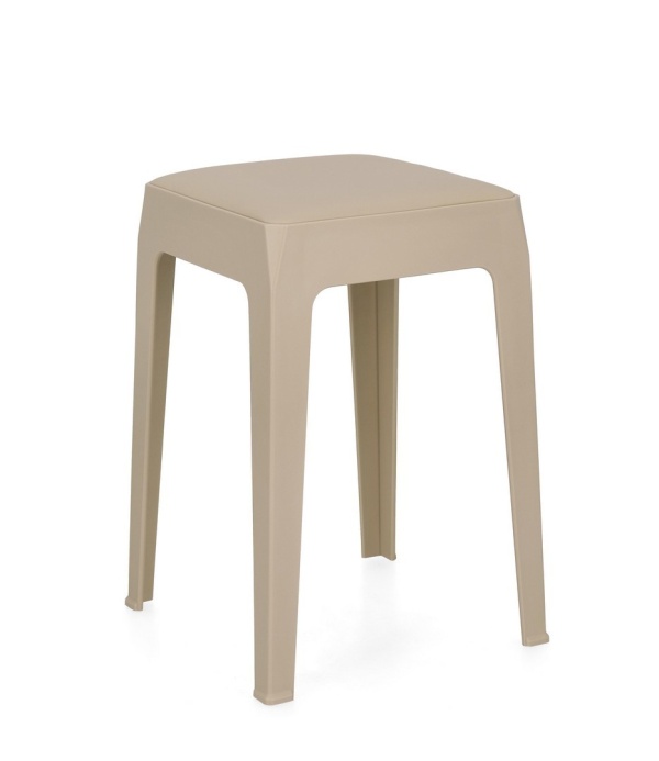 Set de 6 taburete moderne cu șezut din piele ecologică, taupe, 33x33x47 cm