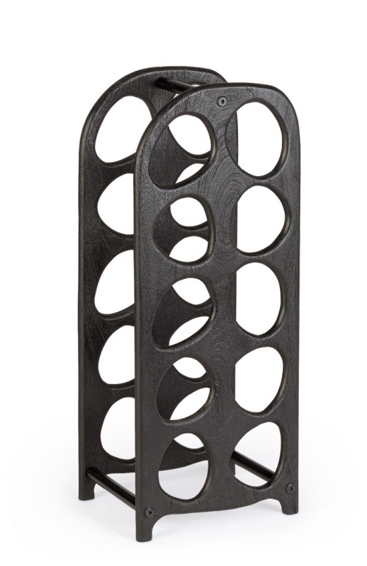 Suport pentru 10 sticle Yukon, din lemn de mango și metal, maro, 27x20x67 cm