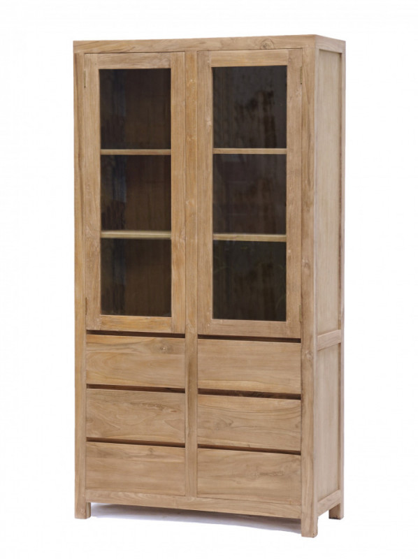 Vitrina din tec, 2 usi si 6 etaje