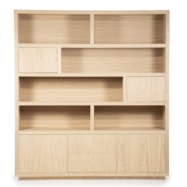 Biblioteca Helsinki din lemn de stejar natural 200x220cm
