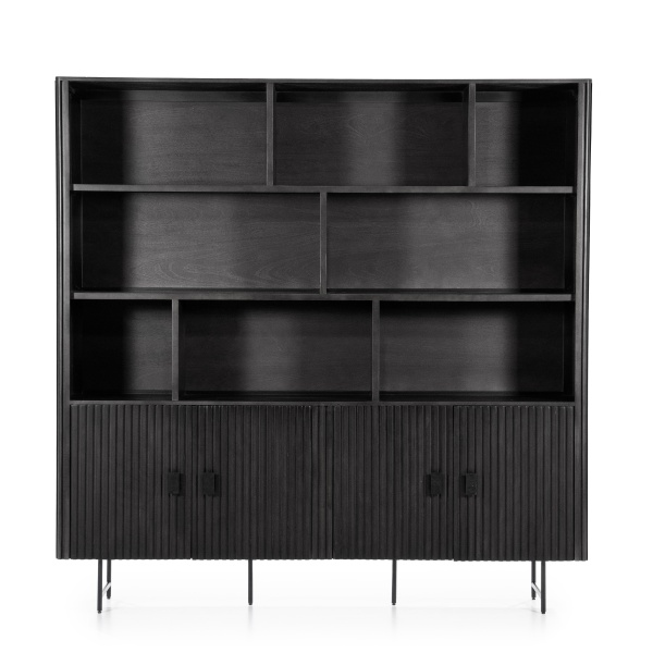 Biblioteca Remi din lemn de mango negru 200x37x200 cm