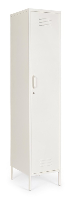 Dulap Cambridge, cu 1 ușă, din oțel, vopsit electrostatic, alb crem, 46x38x185 cm