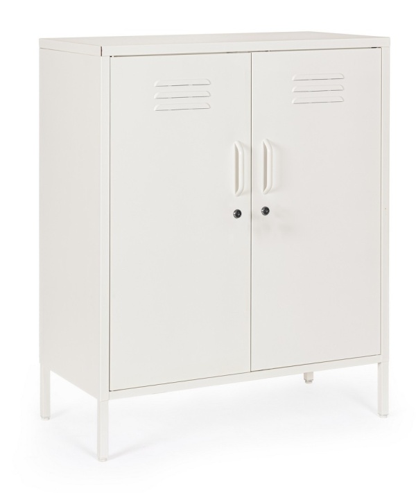 Dulapior Cambridge, cu 2 uși și 2 rafturi ajustabile, din metal vopsit electrostatic, alb crem, 80x40x101.5 cm