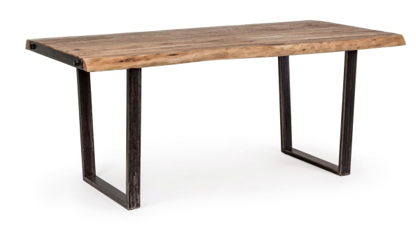 Masă dining Elmer, 8 persoane, din lemn de Acacia și oțel, 180 x 90 cm