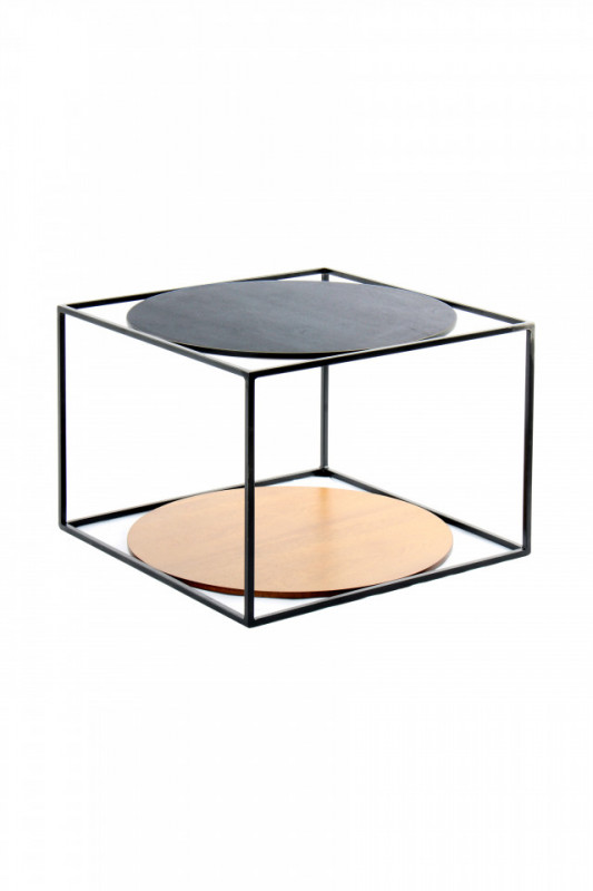 Masuta de cafea patrata cu spatiu de depozitare Cody 50x50x36 cm maro/negru