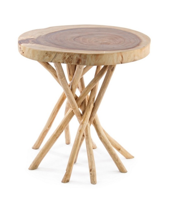 Măsuță de cafea pătrată, din lemn de Mungur și crengi de Teak, 56x56x56 cm